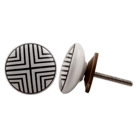 Black And White Striped Ceramic Knob